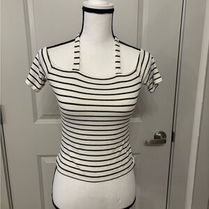 American Eagle Soft and Sexy ribbed striped off the shoulder halter size M